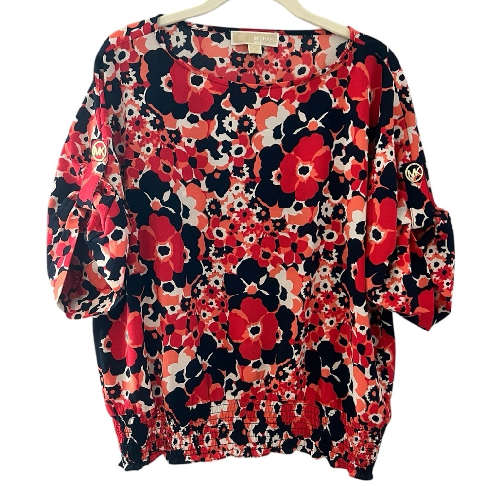 SOLD Michael Kors Women’s Vibrant & Stylish Smocked Waist Blouse XL - Picture 1 of 8
